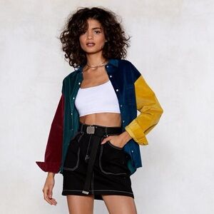 Nasty Gal Colorblock Corduroy Shirt Size Medium